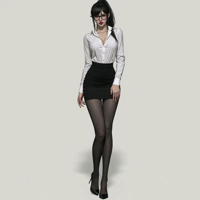 Elegant artistic portrait of a woman in professional attire and glasses
