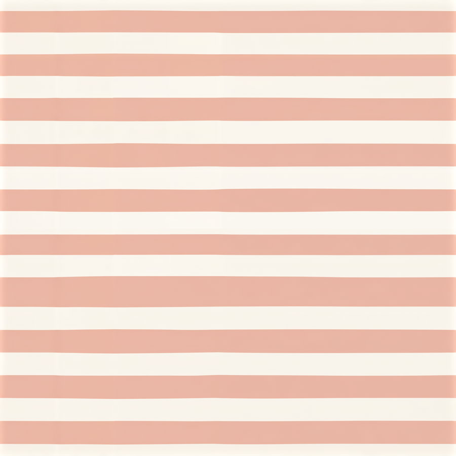A painting featuring wide horizontal stripes alternating between soft peach and cream colors
