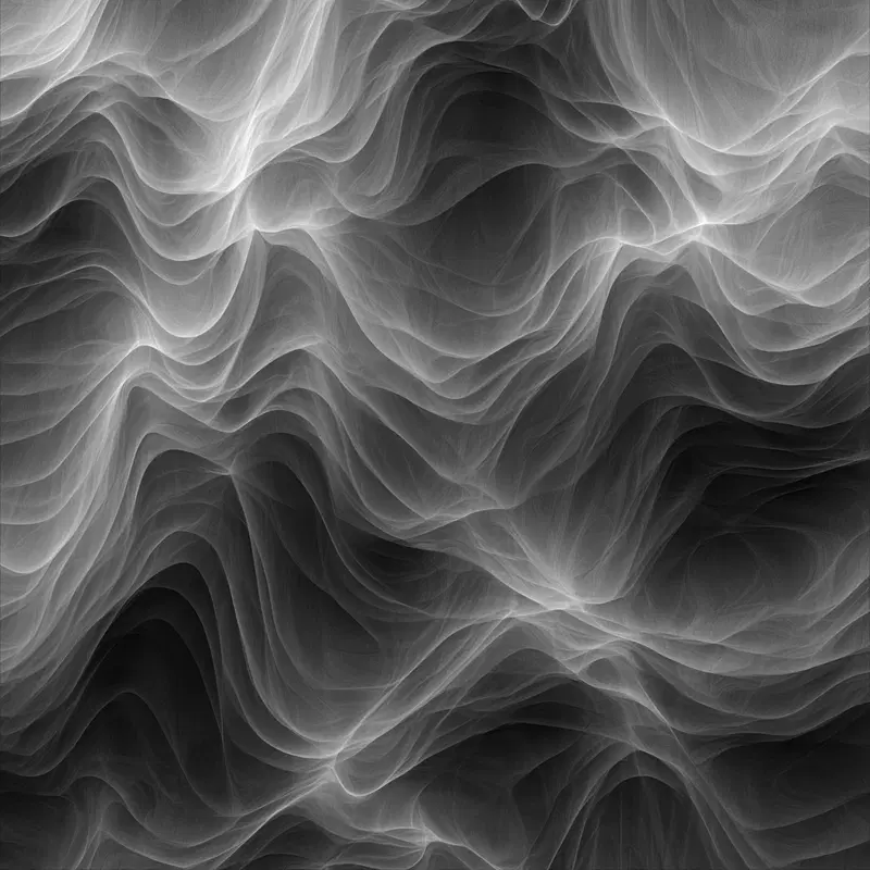 Abstract monochrome digital art with flowing wave-like patterns and gradients