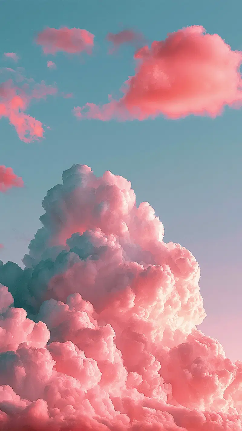 Vibrant Pink Clouds Against a Clear Blue Sky at Sunset