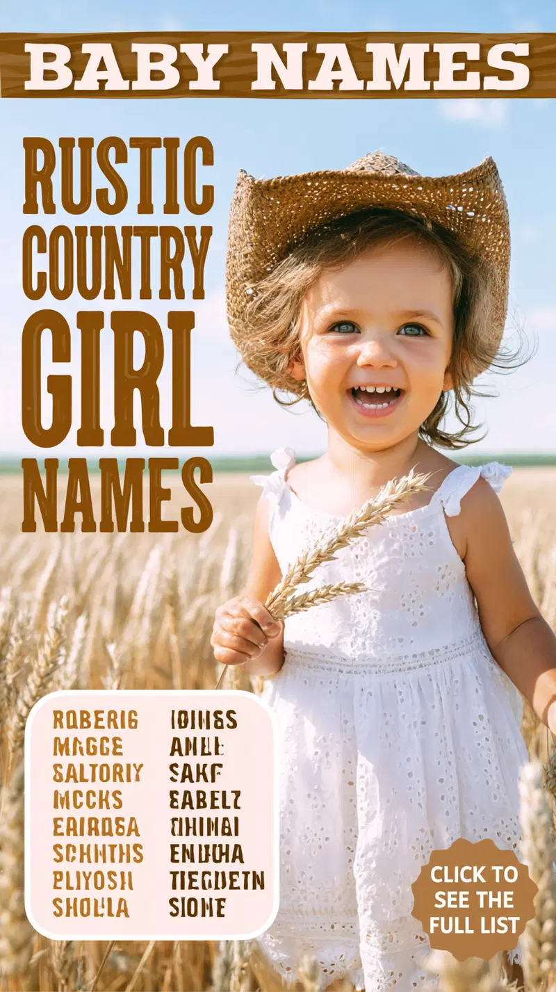 Rustic Country Girl Names with a Cute Child in a Wheat Field