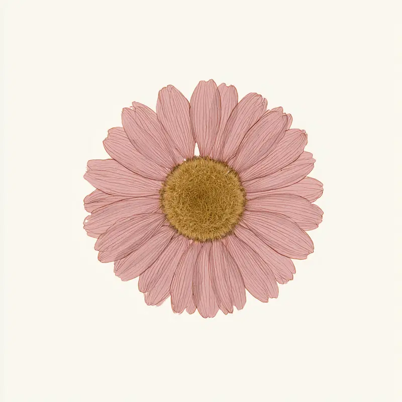 Detailed floral art print featuring a single pink daisy with fine line details