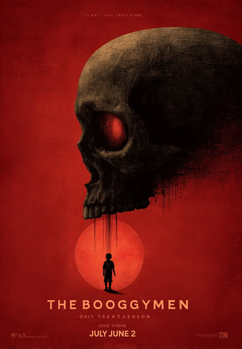 Dark Academia Art Poster Featuring a Large Skull and a Boy Silhouette