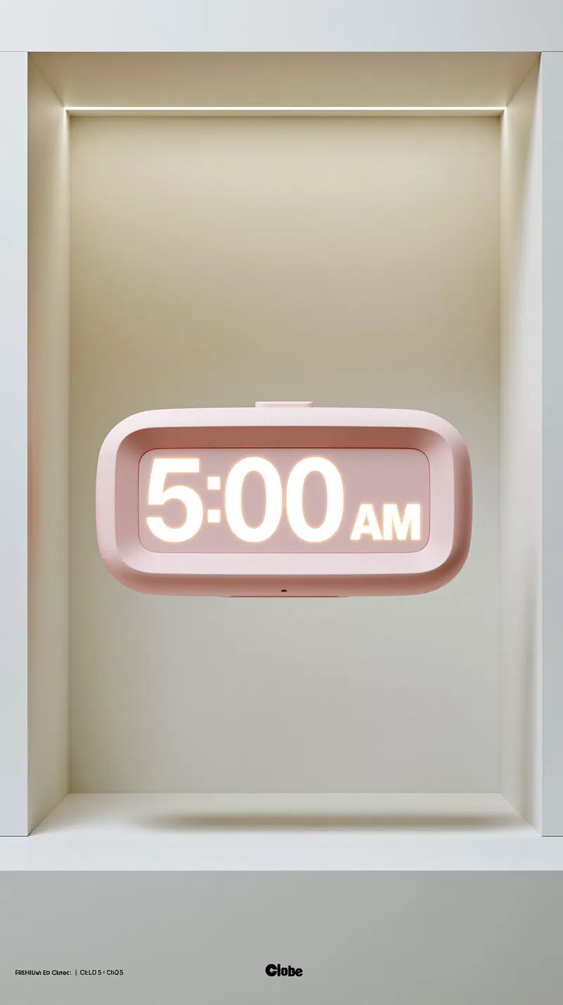 Modern Minimalist Alarm Clock Display at 5:00 AM