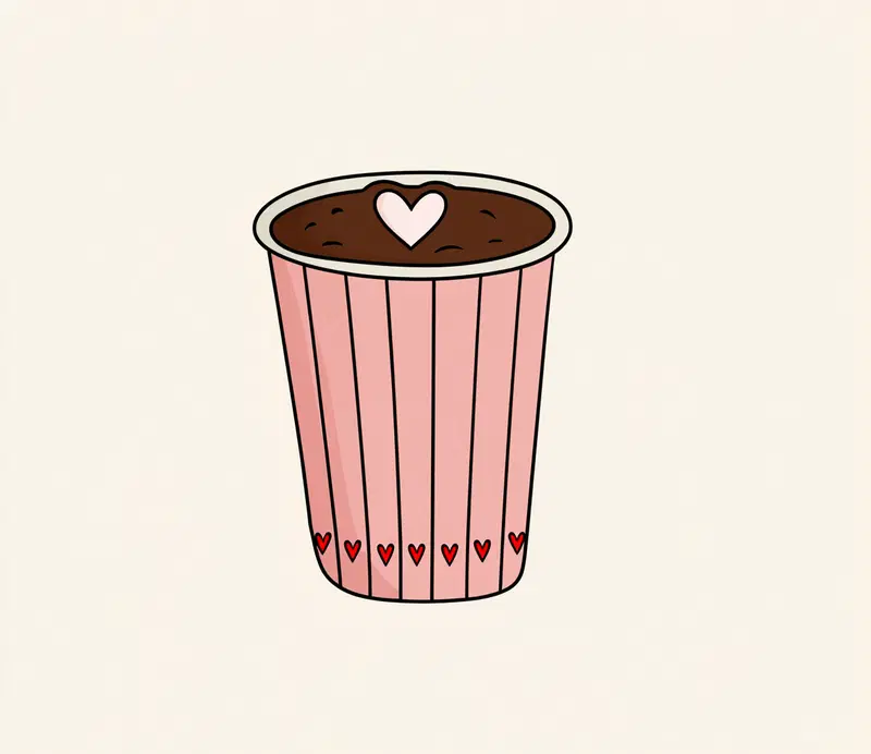 Cute printable illustration of a pink cupcake with heart decorations
