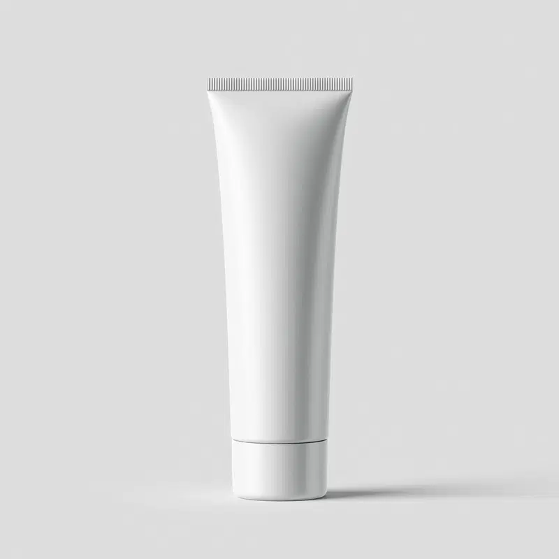 Minimalist Printable Wall Art Featuring a White Cosmetic Tube on Plain Background
