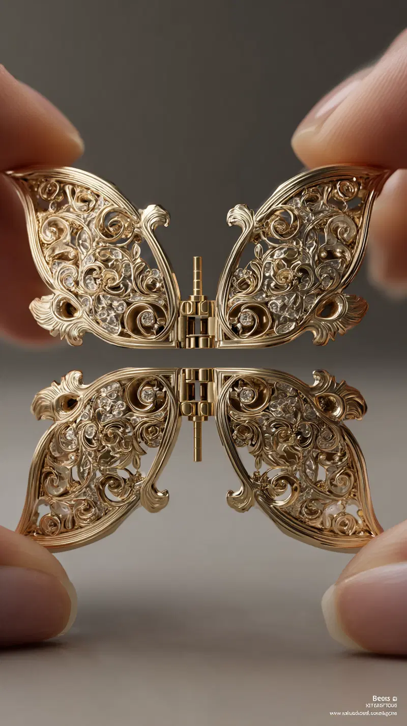 Intricately detailed vintage butterfly brooch with ornate filigree design