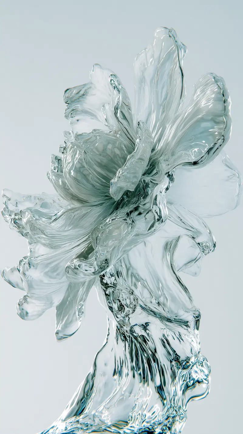 Elegant translucent glass sculpture resembling a delicate flower bloom
