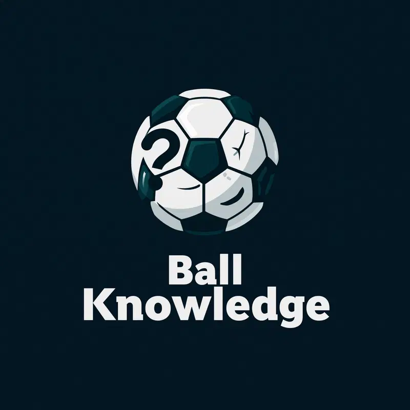 Modern illustration of a damaged soccer ball with the text Ball Knowledge