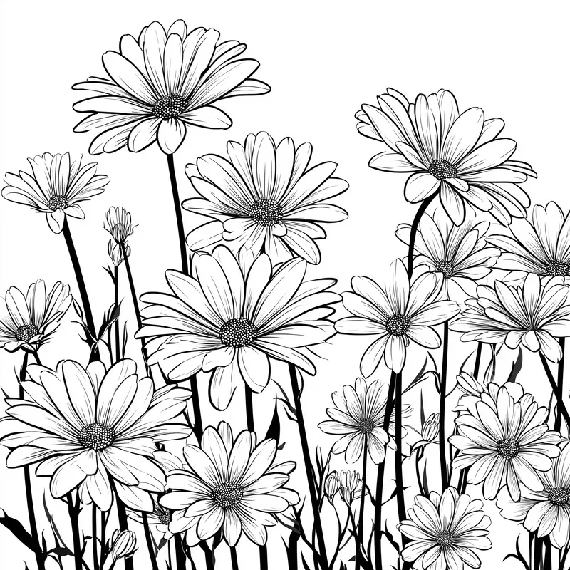 Black and white floral wall art featuring detailed daisy flowers in sketch style