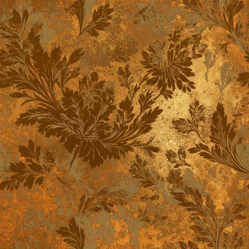 Vintage inspired dark gold and brown intricate floral pattern design