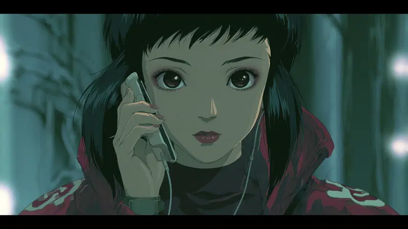 Anime Style Portrait of a Woman with Headphones and Phone in Hand