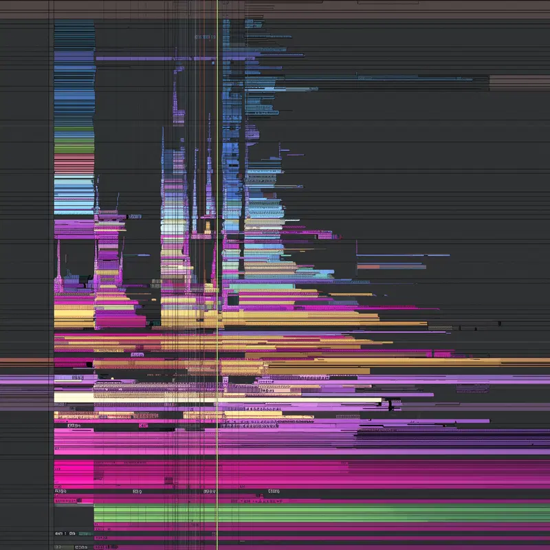 Colorful abstract digital art with layered horizontal and vertical lines