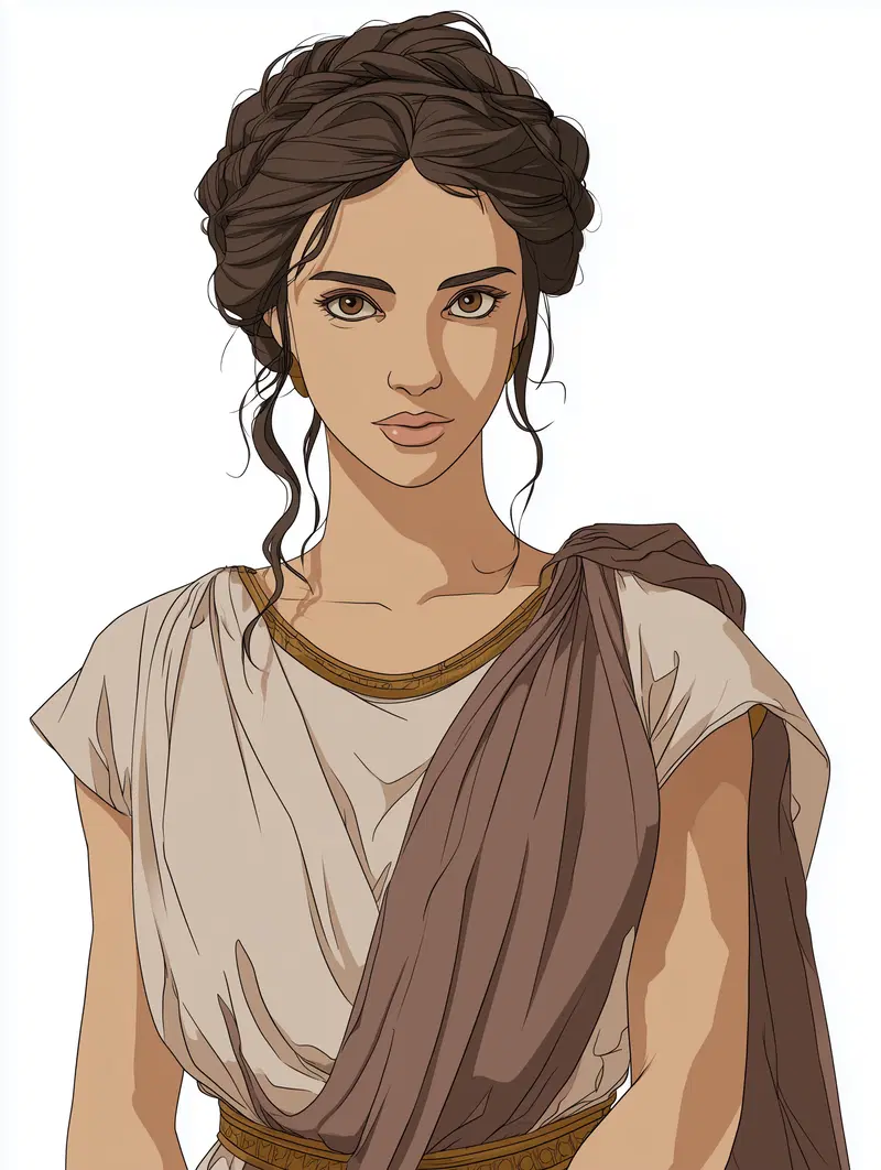 Digital Portrait of a Woman Wearing Classical Draped Garment