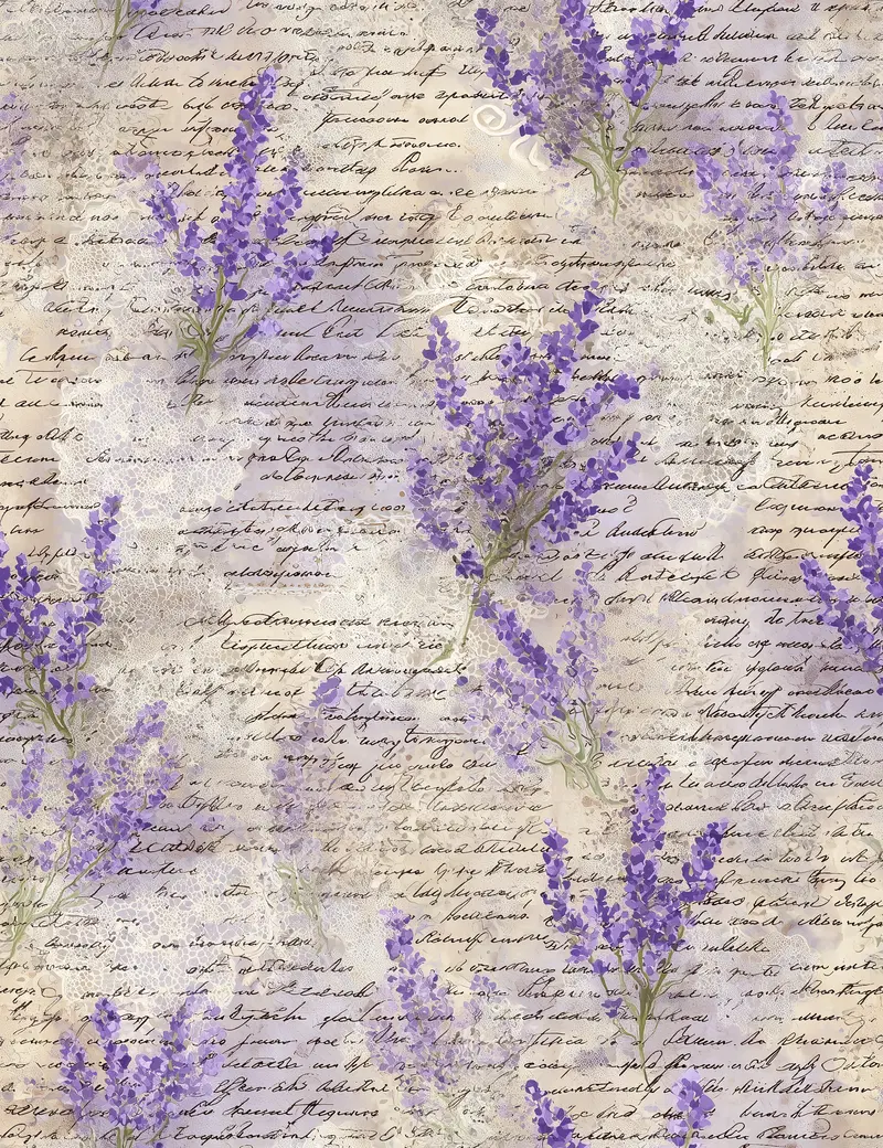Vintage Style Botanical Art Featuring Lavender Sprigs with Handwritten Script