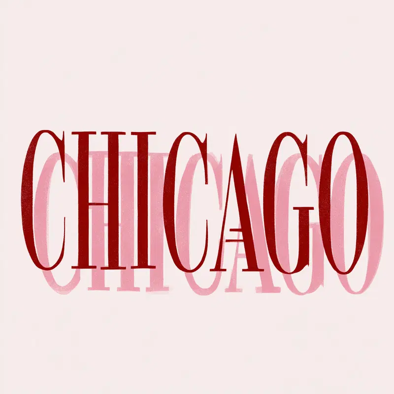 Stylish Printable Wall Art Featuring the Word Chicago in Red Font