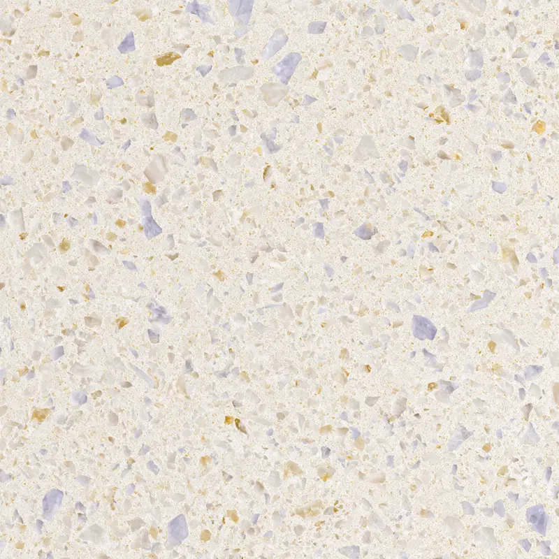 Close-up of a neutral tone terrazzo pattern with light stones