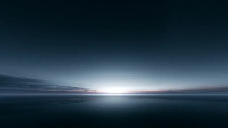 Calm and serene seascape with soft light on the horizon at dusk