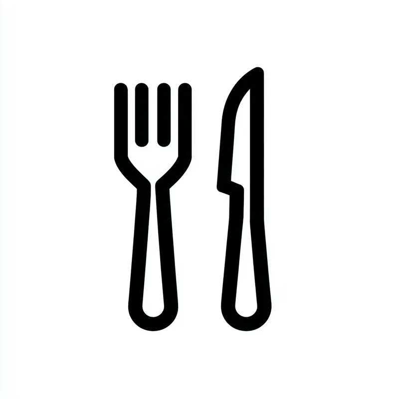 Minimalist black and white fork and knife icons for kitchen decor