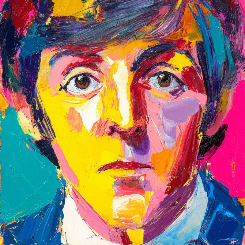 Vibrant Abstract Portrait Painting with Bold Brushstrokes and Colorful Palette