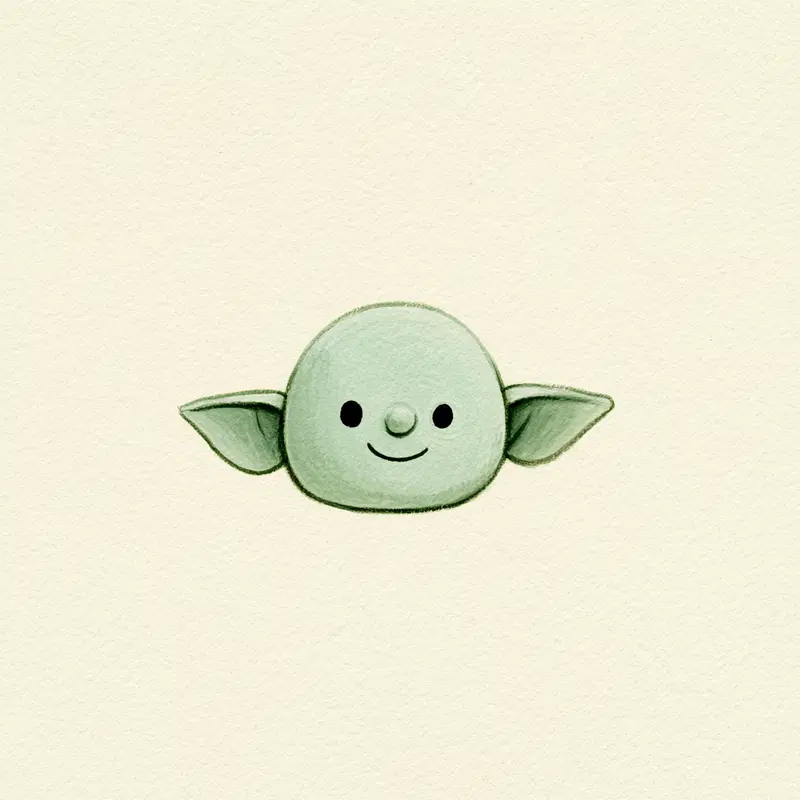 Cute and Minimalist Illustration of a Cartoon Character's Head
