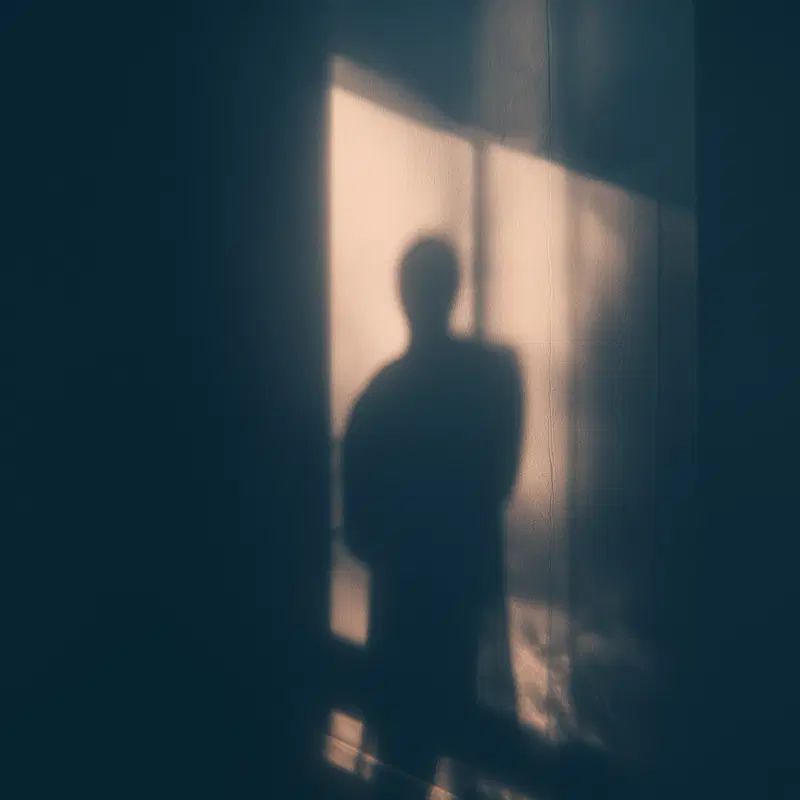 Shadow silhouette on a textured wall with a moody color palette