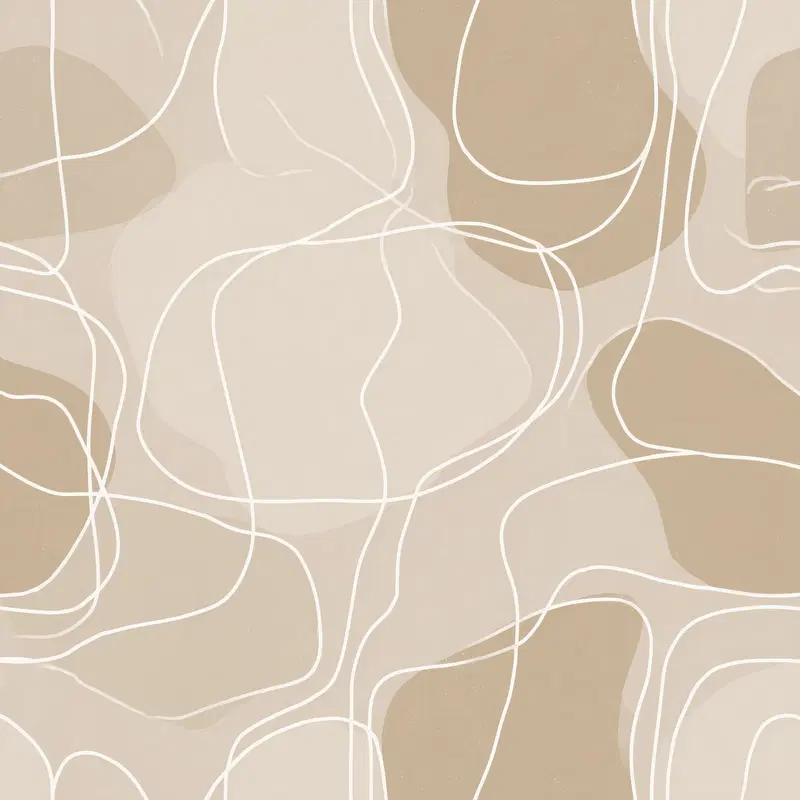 Abstract neutral beige and white line art with soft organic shapes