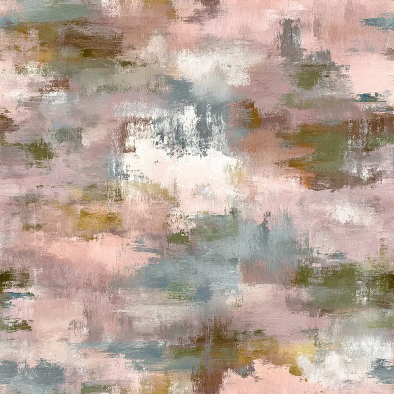 Abstract muted color art with soft pink, green, and gray tones