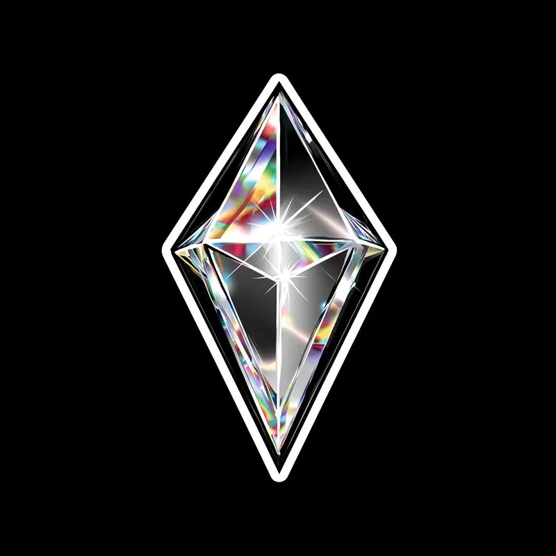 Minimalist modern art featuring a sparkling diamond shape on black