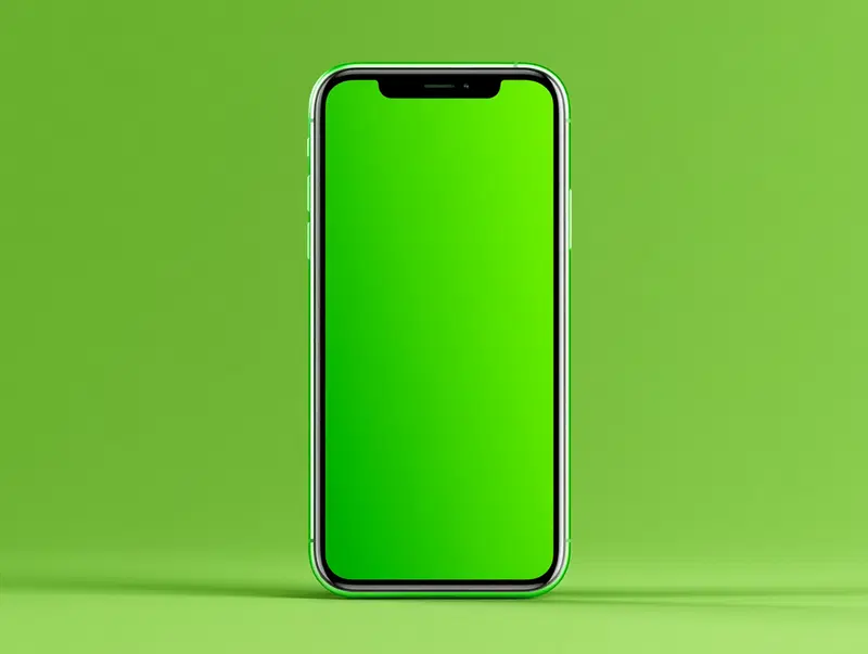 Vibrant green-themed modern smartphone display with matching background