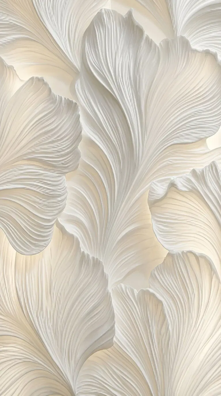 Elegant floral art print featuring detailed soft beige and white petals
