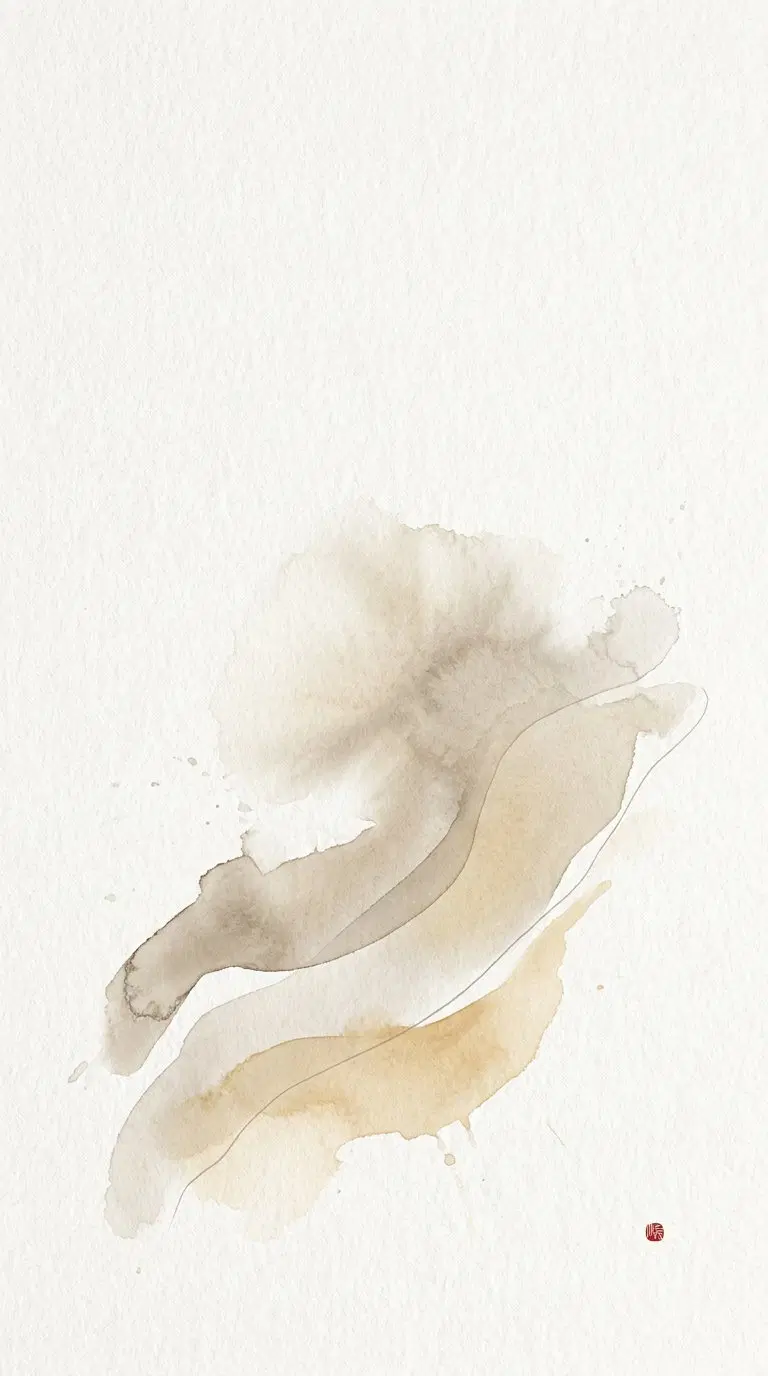 Minimalist muted watercolor abstract art with beige and gray tones