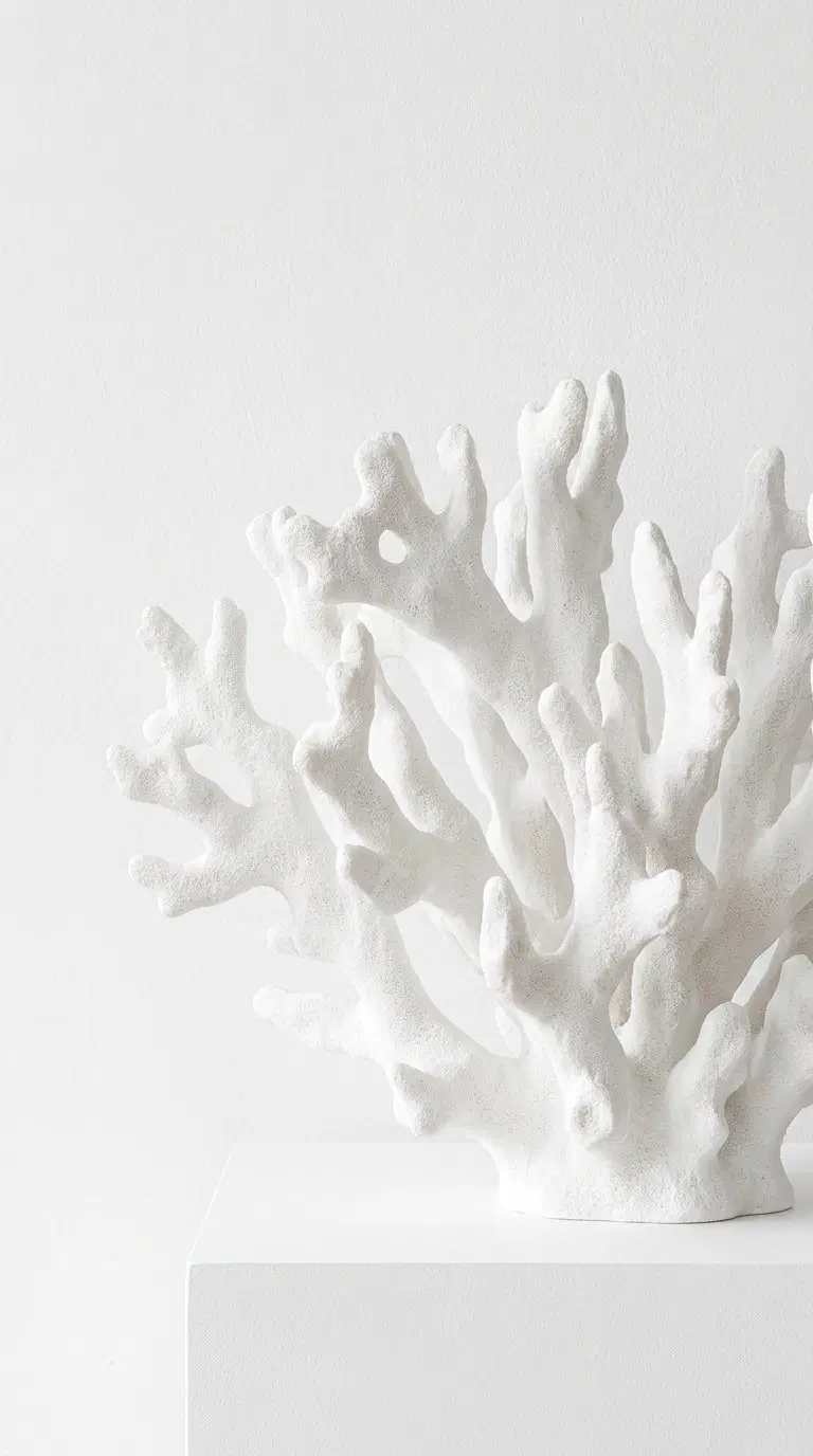 White coral sculpture as a coastal and beach-inspired art decor piece