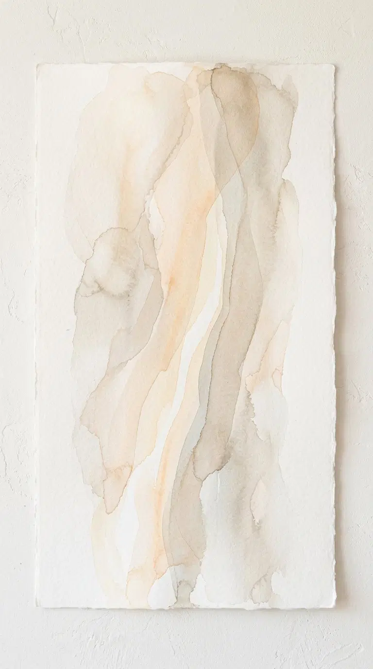 Minimalist abstract earthy toned watercolor art on textured paper