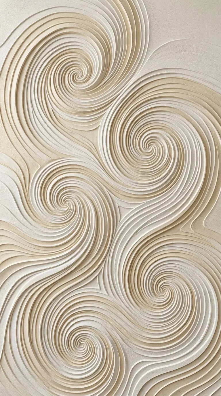 Textured abstract swirl pattern in neutral cream and beige tones