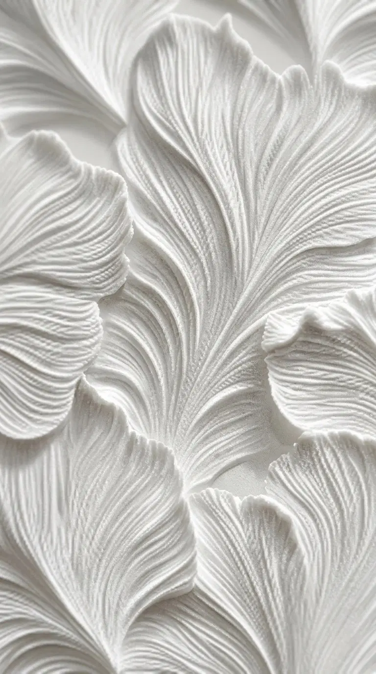 Intricate textured neutral wall art with elegant leaf patterns