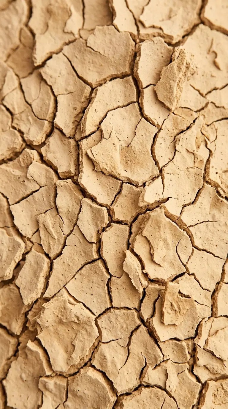 Close-up of cracked dry earth showcasing natural earth tone textures