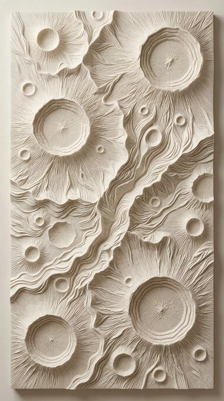 Minimalist monochrome wall art with organic textured floral patterns