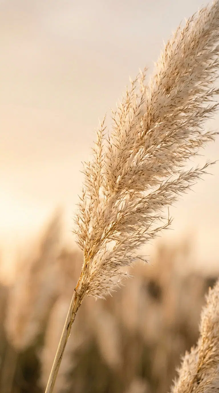 Soft and serene botanical image featuring close-up of pampas grass