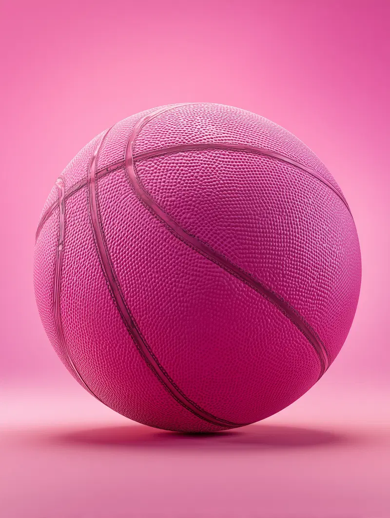 Vibrant Pink Basketball on Matching Pink Background Wall Art