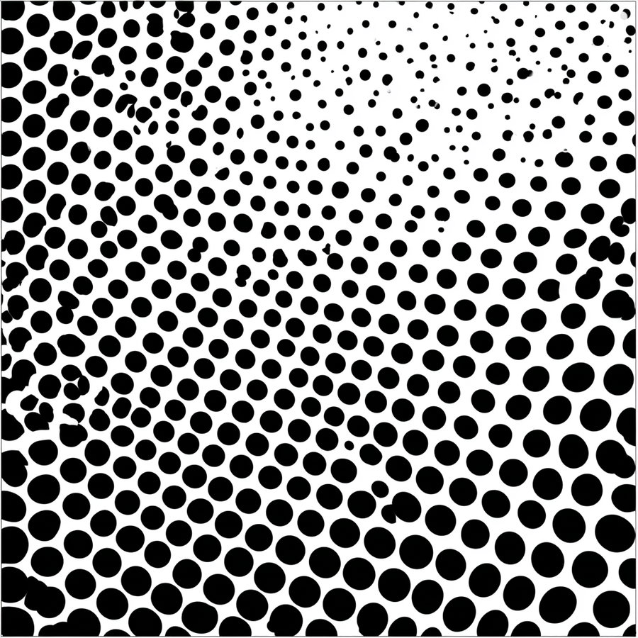 Black and white abstract pattern of irregular black dots on a white background, dots vary in size and density