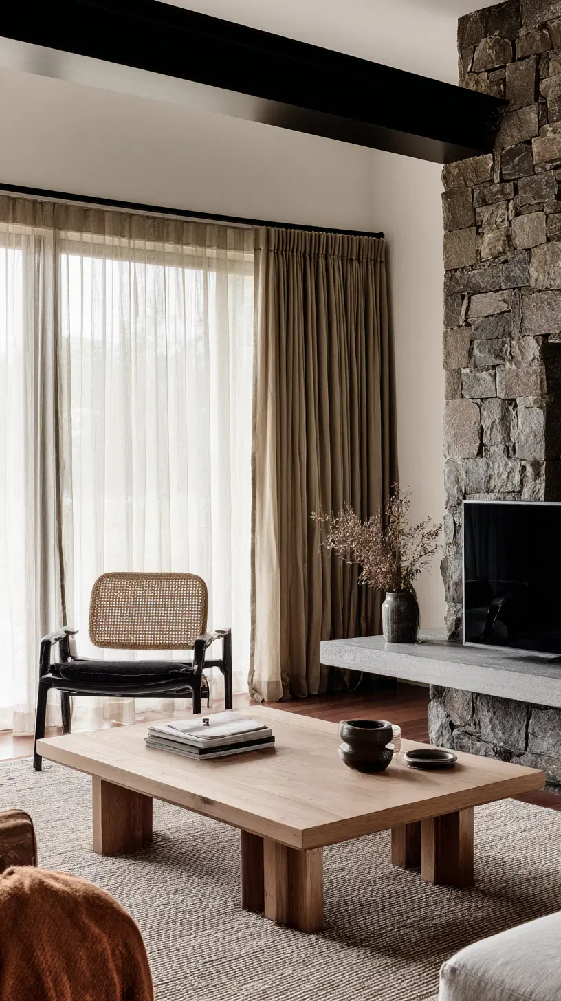 Natural materials in a modern living room — photo 1