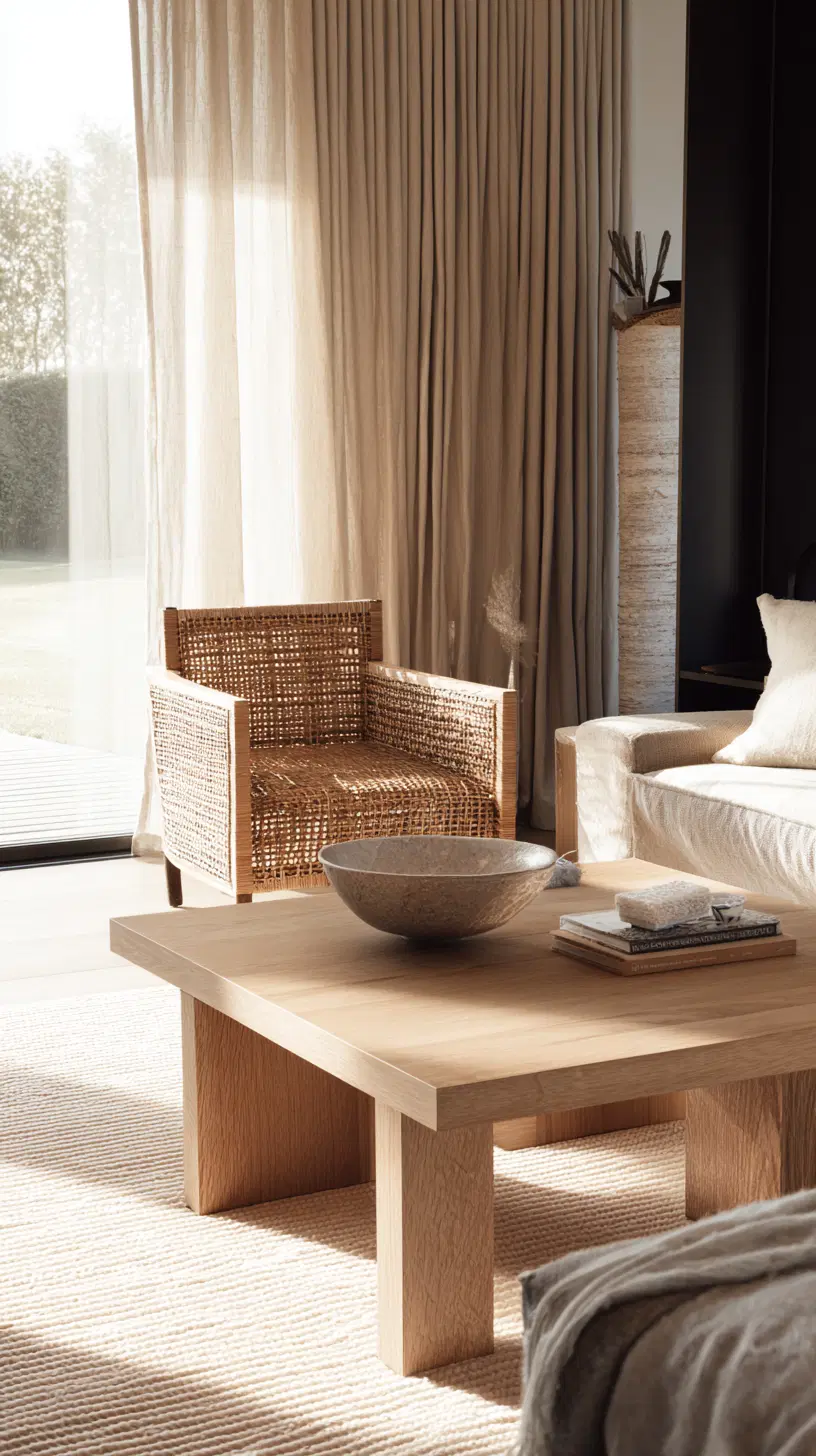 Natural materials in a modern living room — photo 2