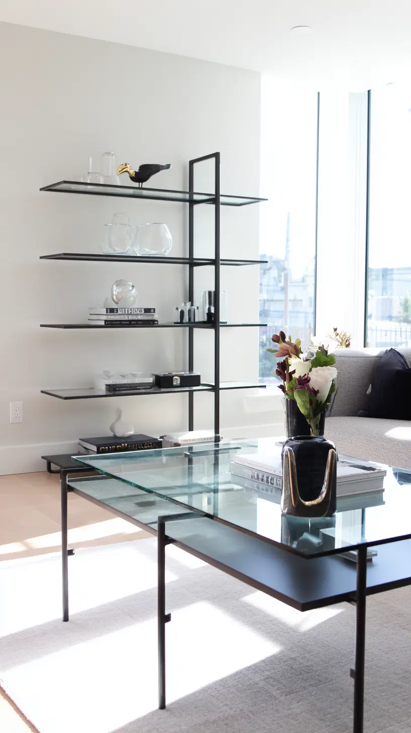 Glass and metal accents in a modern living room — photo 1