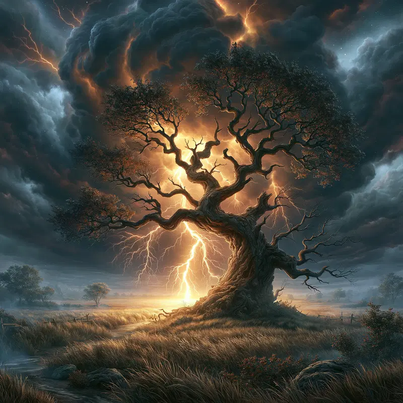 Ominous Night Thunderstorm with Striking Lightning