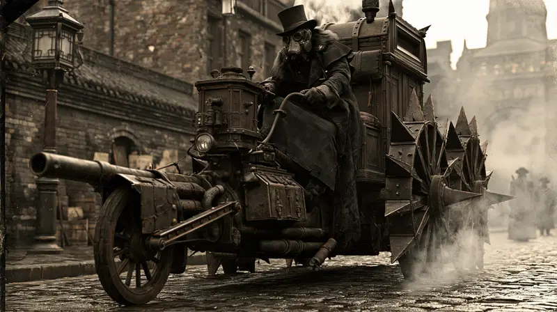 Steampunk Biker in an 1850s Urban Dystopia Setting