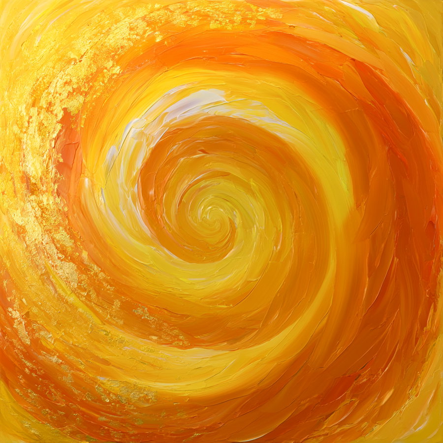 A swirling pattern of bright gold, orange, and yellow colors creating a dynamic abstract design.