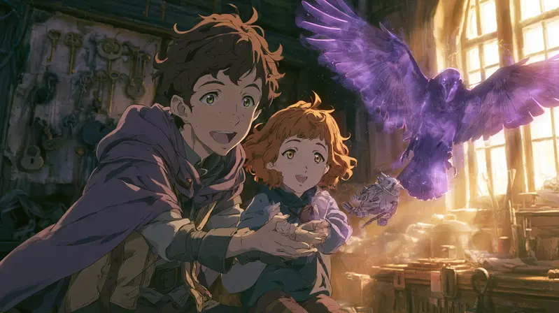 Cinematic Anime Scene Featuring a Halfling Rogue and Daughter