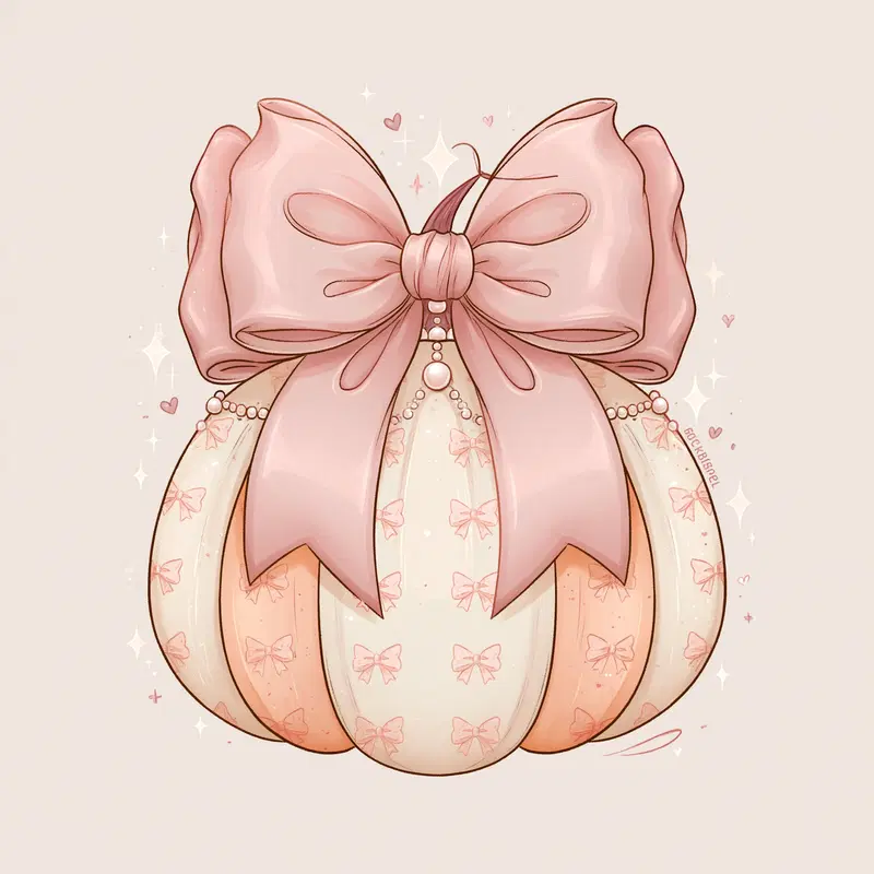Charming Pink Coquette Pumpkin with Bow and Pearls