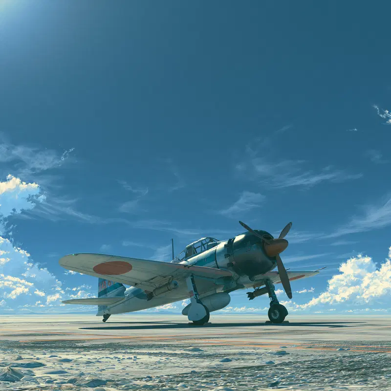 Cinematic Anime Sky with Historic Japanese Aircraft